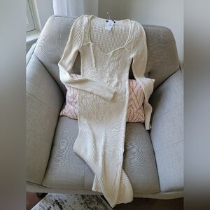 NWT Gap sweetheart neck midi ribbed sweater dress size XS